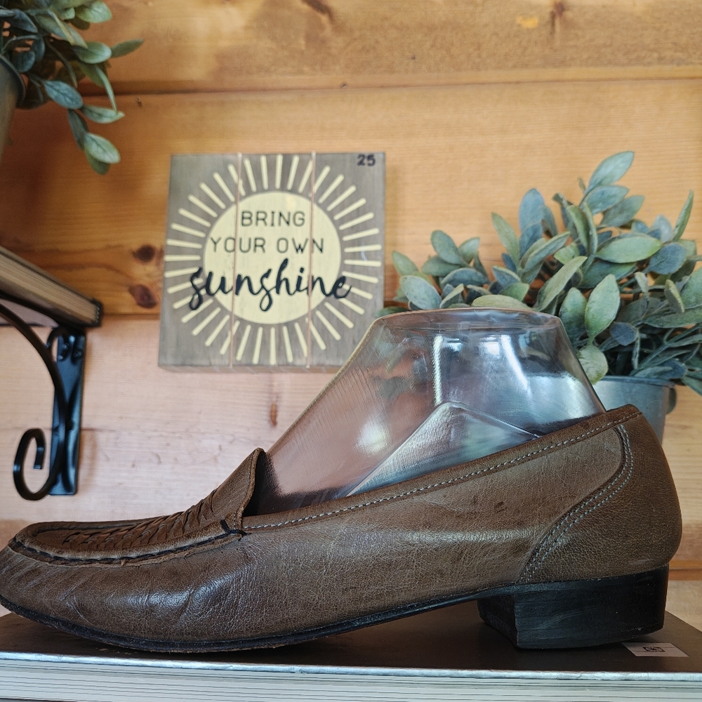 Bernardo Siena Woven Leather Block Heel Loafers Dress Shoes Italy Designer Sz 7M - Picture 3 of 12